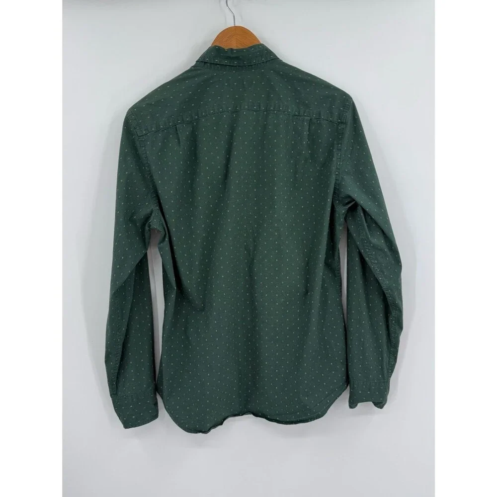 J.Crew Mercantile Flex Dot Print Button Down Shirt | Forest Green | Medium